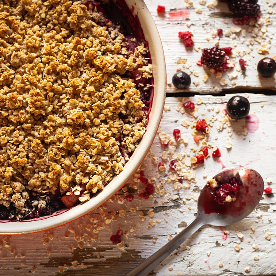 Blackberry Apple Crisp with Nut Topping